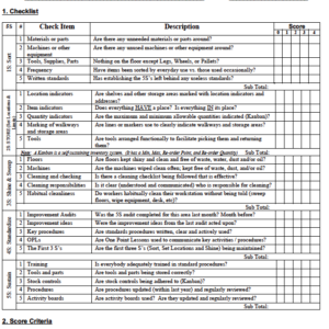 5S Audit Checklist and Report